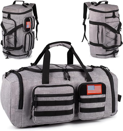 Tactical Gym Bag for Men，50L Large 3 in 1 Sports Duffle Bag with Shoes Compartment for Travel,Water Resistant Travel Backpack Weekender Overnight Bag with Wet Pocket for Women