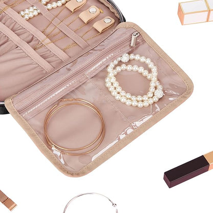 BELALIFE Travel Jewelry Organizer, Portable Storage Case for Earrings, Rings, Necklaces, Bracelets, Black