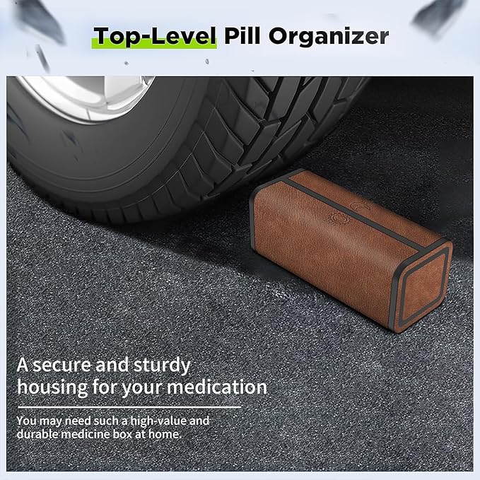 Pill Organizer 2 Times a Day, Am Pm Twice Daily Pill Case, Detachable Large Travel Pill Box 7 Day, Weekly Pill Container for Vitamin Medicine Supplement Fish Oil (Brown)