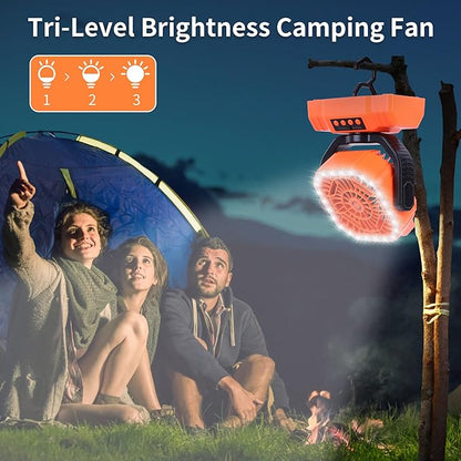 AVV 20000mAh High Speed Portable Camping Rechargeable Fan with Remote Control, Battery Powered with Auto Oscillating with Camping Essentials Accessories for Outdoor, Beach, Patio, Tent, Orange