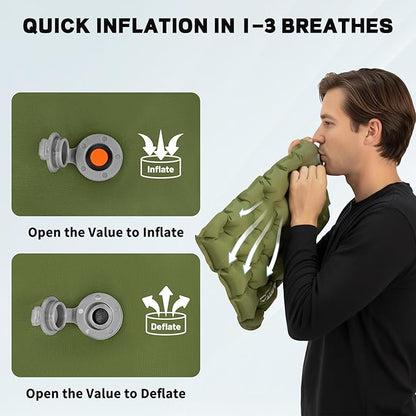 EULANT Inflatable Seat Cushion Lightweight Compact Stadium Seat Pad Camping Travel Air Seat Cushion for Airplane Hiking Bleachers Office Home Sports Events(Green)