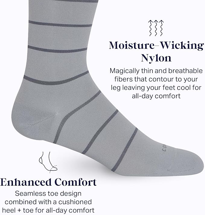 Comrad Nylon Knee High Socks - 15-20mmHg Graduated Compression Socks - Soft & Breathable Support Unisex Socks