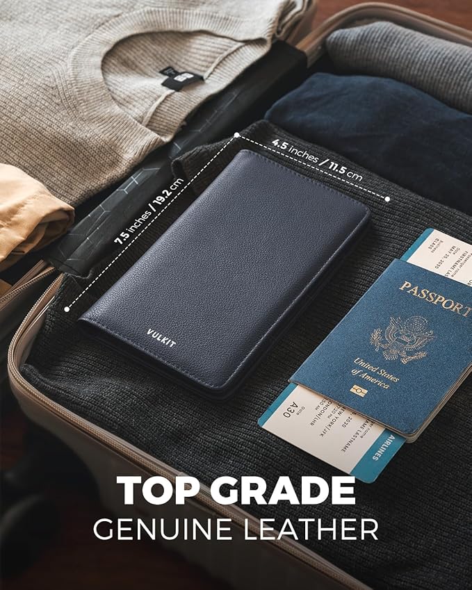 VULKIT Passport Holder Wallet RFID Blocking Travel Wallet for Men & Women