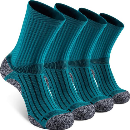 Elite Cushioned Compression Mid-crew Socks 4-Pack for Youth Women Men
