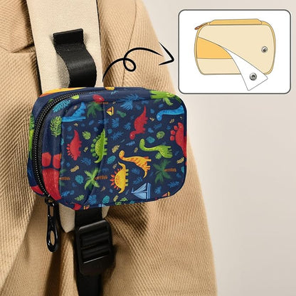 Pill Organizer Box Case Weekly Travel Pill Container Holder 7Day Cute Vitamin Organizer Dispenser Sorter Planner Storage Small Compact Blue Palm Leaves and Dinosaurs13