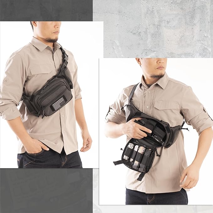 Tactical Fanny Pack CCW Gun Waist Bag for Men and Women with Pistol Holster, Low Profile Concealed Carry Everyday Hip Pack for Hiking Travel Outdoor Running Hunting, Brown