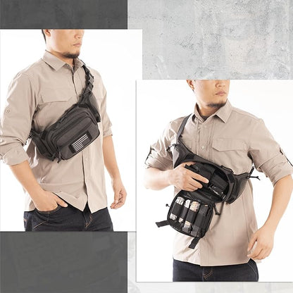 Tactical Fanny Pack CCW Gun Waist Bag for Men and Women with Pistol Holster, Low Profile Concealed Carry Everyday Hip Pack for Hiking Travel Outdoor Running Hunting, Range Green