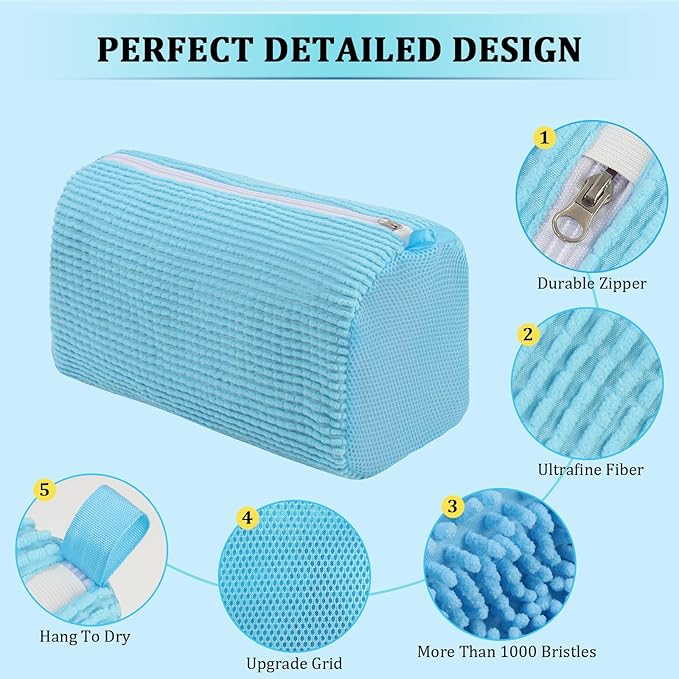 2 Pcs Shoe Washing Machine Bag Sneaker Laundry Bags For washers, Cleaned 360° Mesh Pouch Reusable & Durable Laundry Shoe Bag Side Zipper, Suitable for Washing Machine and Dryer(blue)
