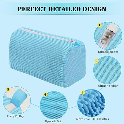 2 Pcs Shoe Washing Machine Bag Sneaker Laundry Bags For washers, Cleaned 360° Mesh Pouch Reusable & Durable Laundry Shoe Bag Side Zipper, Suitable for Washing Machine and Dryer(blue)