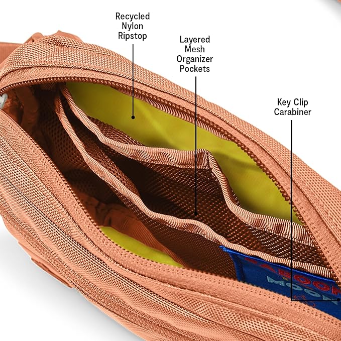 Baboon to the Moon Fanny Pack - Trendy, Compact, Water-Repellent Waist Bag in Multiple Colors and Sizes for Men and Women (Sunset Coral, Mini (1.5L))