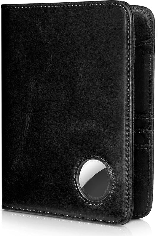 Passport Holder for Travel with AirTag Holder- Leather RFID Blocking Travel accessories with 6 Cards Slot&1ID Window,Magnetic Closure,Gift Box(Air Tag Not Included)