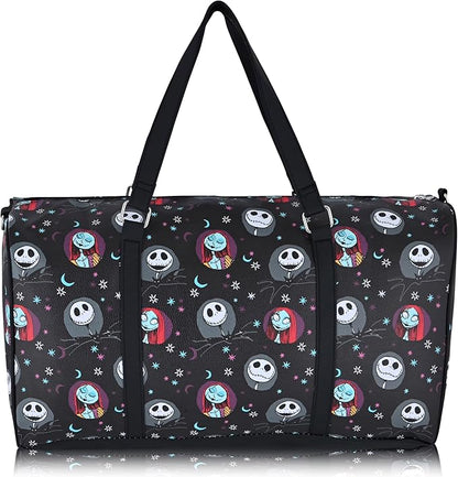 Disney Nightmare Before Christmas Travel Bag, Duffle Bag, Overnight Bag, Weekender Bag | Mini 16 Inch Leather Jack Skellington Classic Premium Travel Duffle Bag for Women, Men, Adults