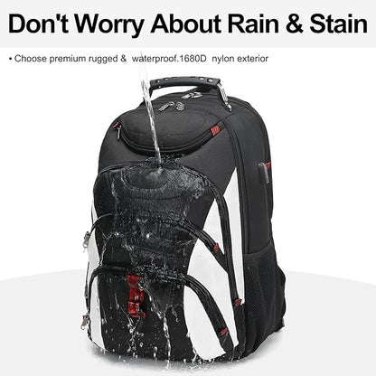 Boavan Laptop Backpack for men, 17.3 inch Laptop Bag with USB Port, Waterproof Travel Work Backpack Purse, Anti-Theft Teacher Nurse Doctor Casual Bookbags Office Business backpack，White