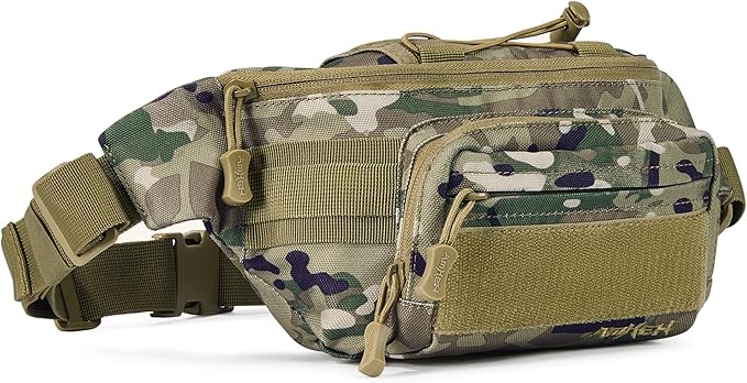 3.5L Military Tactical Fanny Pack | Molle, Quick Access, EDC, Hiking, Travel, Fit Most Men's Waist (Camo)