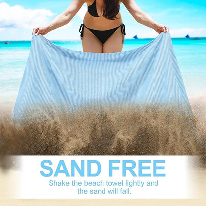 Genovega 6 Oversized Turkish Beach Bath Towel Set Bulk 74"x38" Extra Large Sand Free Quick Dry Swim Camping Pool Clearance Towels Blanket Essentials Adult Multi LightBlue Dot