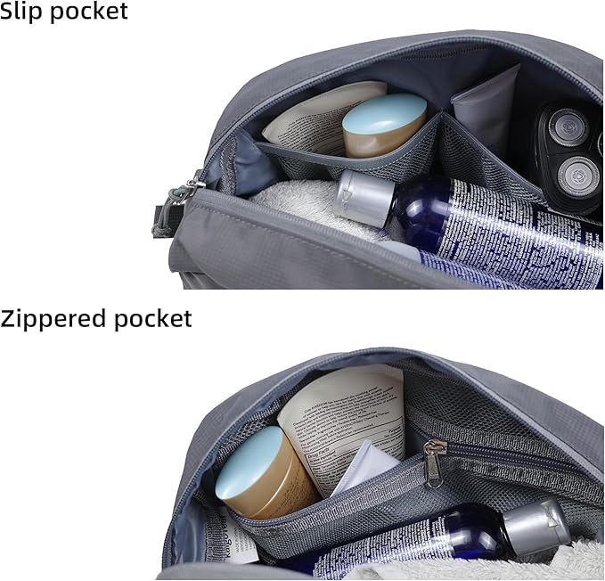 Travel Toiletry Bag 8L, Large Packing Cube with Waterproof TPU Wet/Dry Compartment (05 Ash Gray)