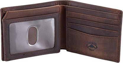 Stealth Mode Leather Bifold Wallet for Men With ID Window and RFID Blocking