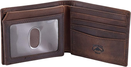 Stealth Mode Leather Bifold Wallet for Men With ID Window and RFID Blocking