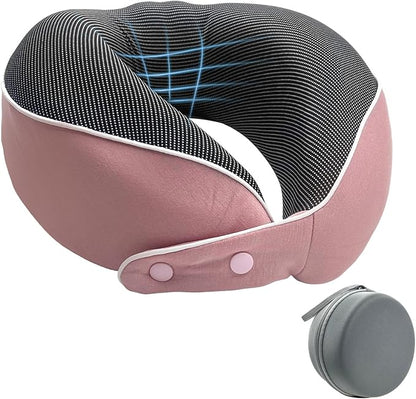Memory Foam Travel Pillow,U-Shaped Neck Pillow for Sleeping Airplane and Car, with Portable Storage Case, Soft & Breathable, Provides Head & Neck Support