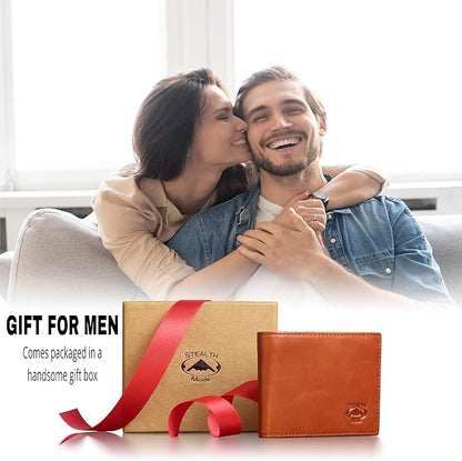 Stealth Mode Leather Bifold Wallet for Men With ID Window and RFID Blocking