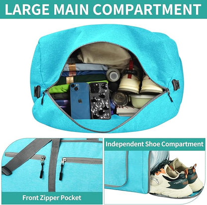 Dimayar 115L Travel Duffle Bag for Men Women - Foldable Duffel Bag with Shoes Compartment - Overnight Bags Waterproof & Tear Resistant(Mint Green)