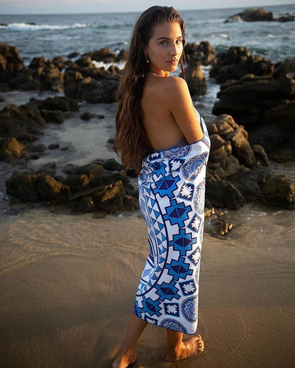 Elite Trend Microfiber Beach Towel for Adults with Bag - Extra Large 78x35 inch Lightweight Sand Free Quick Dry Towel for Travel, Swimming, Yoga, Camping (Blue Angel)