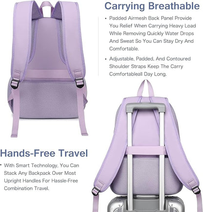 Boavan Laptop Backpack for women, 15.6inch Laptop Bag with USB Port, Waterproof Travel Work Backpack Purse, Anti-Theft Teacher Nurse Doctor Casual Bookbags Office Business backpack，Purple