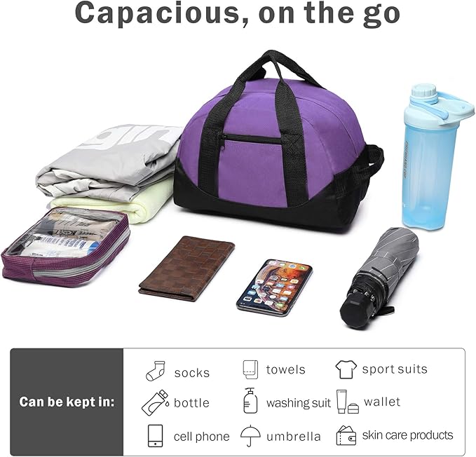 BuyAgain Duffle Bag, 12" Small Mini Travel Carry On Sport Duffel Gym Bag with Top Handle