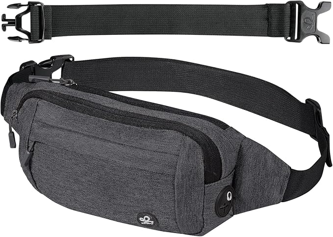 WATERFLY Fanny Pack Waist Bag: Small Hip Pouch Bum Bag Fannie Pack Phanny Fannypack Waistpack Bumbag Beltbag Sport Slim Fashionable for Jogging Hiking Hiker Woman Man