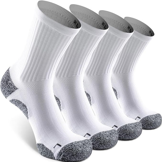Elite Cushioned Compression Mid-crew Socks 4-Pack for Youth Women Men