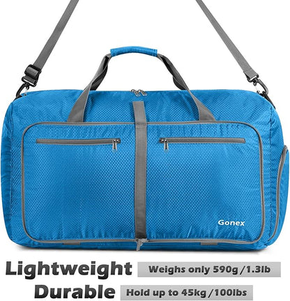 Gonex 40L 60L 80L 100L 150L Large Foldable Travel Duffle Bag with Shoes Compartment, Packable Lightweight Water Repellent Duffel Bag for Camping Gym Weekender Bag