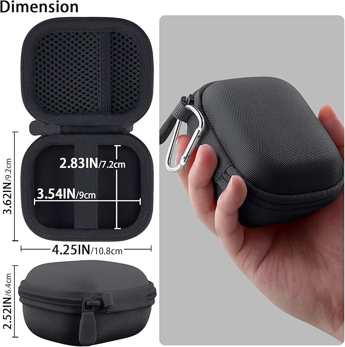 co2CREA Hard Case for Beats Powerbeats Pro 2 with Carabiner Clip, Shockproof Earbuds Storage Box – Protective Travel Cover for Powerbeats Pro 2 Wireless Bluetooth Earbuds (Jet Black Case)
