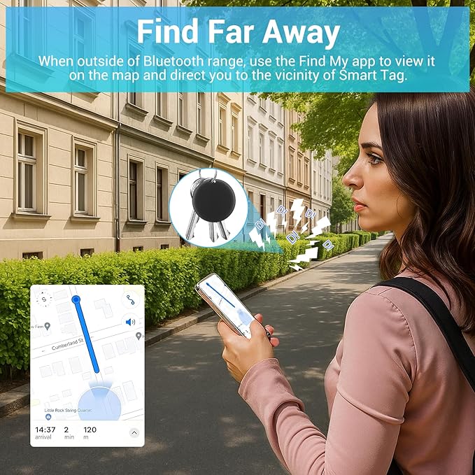 [Apple MFi Certified] LBPRT Air Tracker Tag 4 Pack, Smart Bluetooth Item Finder Work with Apple Find My (iOS Only, Android not Supported), Key Locator for Luggage Suitcase, Wallet. Replaceable Battery