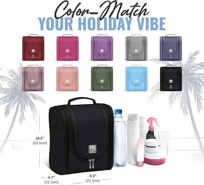 BOACAY Hanging Travel Toiletry Bag for Women and Men, Makeup Bag, Bathroom & Shower Organizer Kit for Accessories, Cosmetics, Travel Essentials