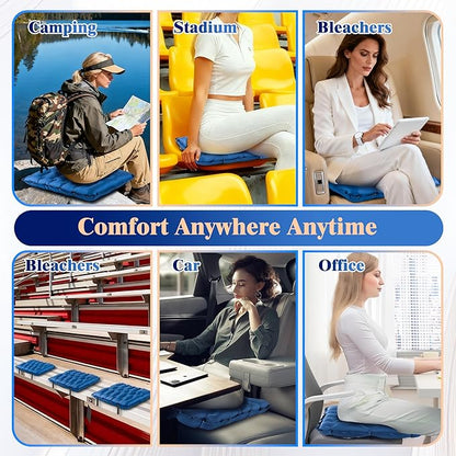 HiiPeak Inflatable Stadium Seat Cushion, Compact Hand Press Stadium Seats Pad Bleacher Seat Chair Cushion Pad for Airplane Travel Camping Backpacking Sports Events