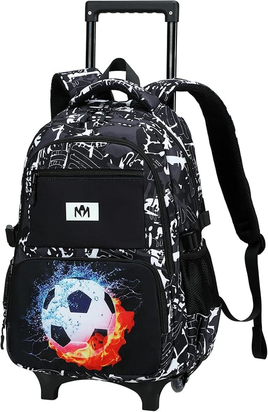 Bluboon Rolling Backpack with Wheels Kids Backpack for Boys Teens Wheeled Bookbag Kids Luggage Travel Hiking (Camouflage Black 9)