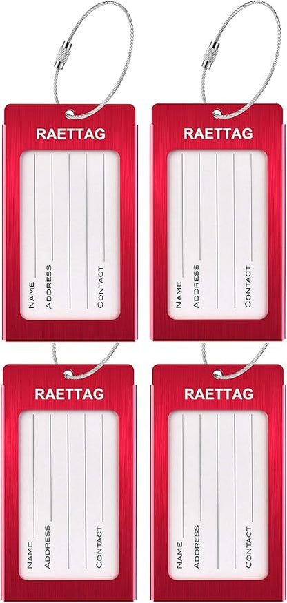 Luggage Tags Metal Suitcase Tags Travel Bag ID Identifier Luggage Tag (Red 4Pack)
