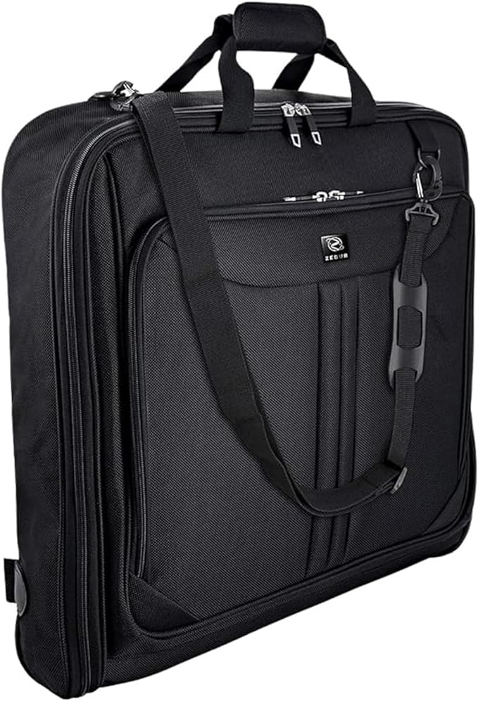 Premium Suit Garment Bag Carry On - Hangs 4 Suits - Travel & Business with Shoulder Strap and Laptop Compartment