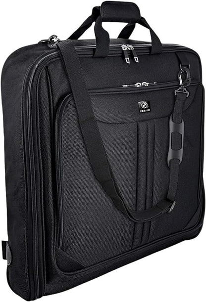 Premium Suit Garment Bag Carry On - Hangs 4 Suits - Travel & Business with Shoulder Strap and Laptop Compartment
