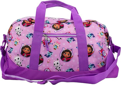 Gabby's Dollhouse Duffle Bag, 16 inch Travel Sleepover Weekender Bag for Girls, Purple Dance Bag