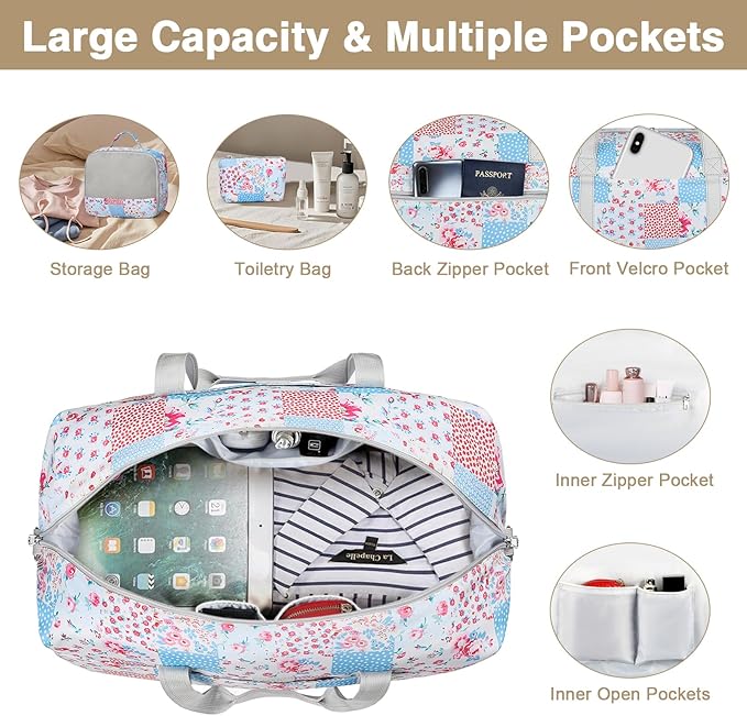 IBFUN Weekender Bags for Women, Travel Duffle Bag with Shoe Compartment Carry on Weekender Overnight Duffel for Weekend Travel Business Trip 3PCS