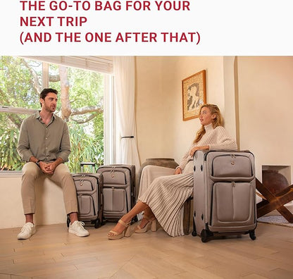 SwissGear Sion Softside Expandable Roller Luggage, Pewter, 3-Piece Set (21/25/29)