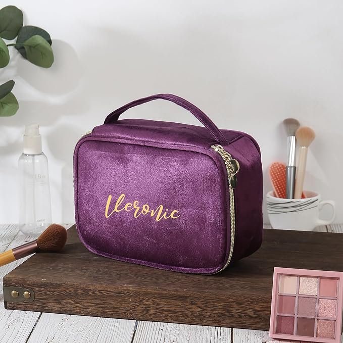 Personalized Name Makeup Bags - Monogrammed Gift for Women Girls Cosmetic Bag with Zipper Gift Ideal for Teen Girls Women Birthday Friend Mom (Purple)