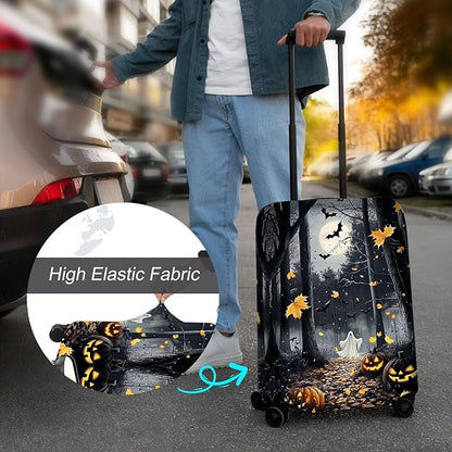 Luggage Cover Protector for 30-32 Inch Suitcases, TSA Approved Elastic Travel Suitcase Covers, Anti-Scratch Washable Luggage Sleeve for Carry On & Checked Bags, Horror Forest
