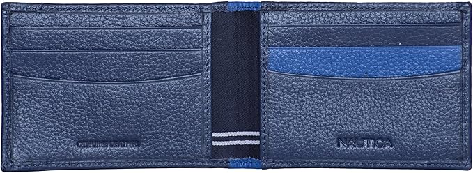 Nautica Men's Slim Wallet | Card Case | RFID Blocking | ID Window | Minimalist | Lightweight | Genuine Leather