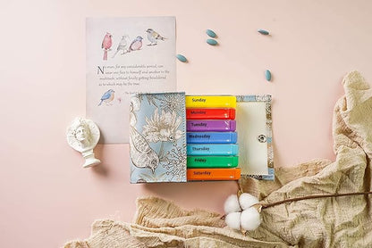 Pill Organizer,LIZIMANDU Weekly Travel Pill Case Box Medication Reminder Daily AM PM, Day Night 7 Compartments,for 4 Times A Day, 7 Days a Week-Includes Leather PU Carrying Case (Blue Bird)