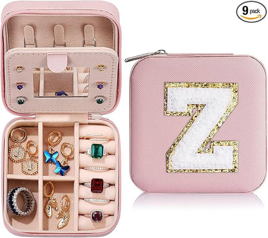 Parima Teacher Appreciation Gifts - Women's Travel Jewelry Case | Travel Essentials Small Jewelry Box - Letter Z, Pink