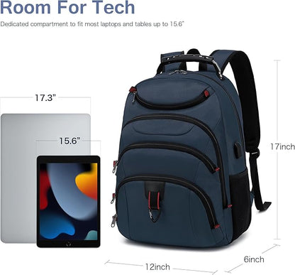 Boavan Laptop Backpack for men, 15.6 inch Laptop Bag with USB Port, Waterproof Travel Work Backpack Purse, Anti-Theft Teacher Nurse Doctor Casual Bookbags Office Business backpack，Classic Navy