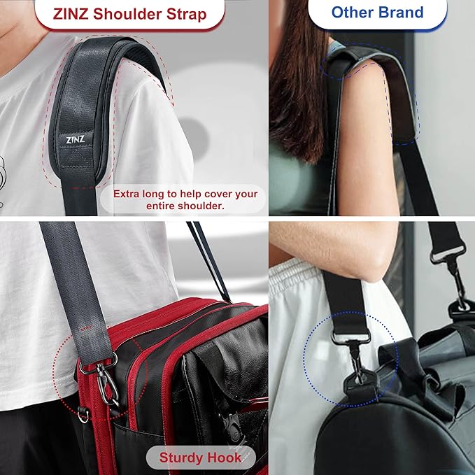 ZINZ 74" Shoulder Strap with Fixed Pad and Dual Balanced Buckles，Dark Gray