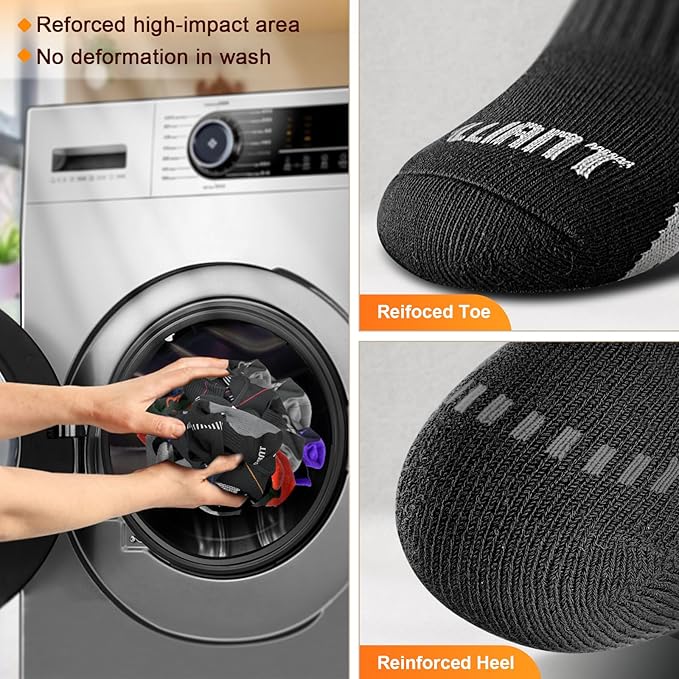 BULLIANT Compression Socks for Men 6Pairs, Athletic Crew Socks Cushioned For Men Sports Running-Arch Support